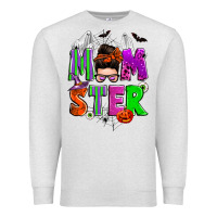 Oatmeal Heather halloween momster messy bun Premium Sweatshirt - Zillion Design Studio