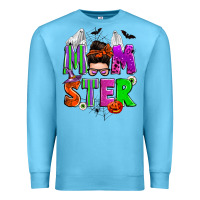 Ocean Blue halloween momster messy bun Premium Sweatshirt - Zillion Design Studio