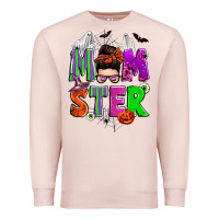 Pale Pink halloween momster messy bun Premium Sweatshirt - Zillion Design Studio
