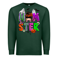Sports Green halloween momster messy bun Premium Sweatshirt - Zillion Design Studio