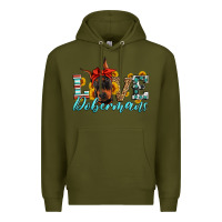Army Green love dobermans Premium Hoodie - Artiststas