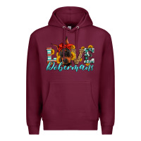 Burgundy love dobermans Premium Hoodie - Artiststas