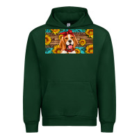 Forest Green beagle with sunflowers license plate Urban Hoodie - Artiststas