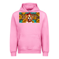 Fuchsia Pink beagle with sunflowers license plate Urban Hoodie - Artiststas