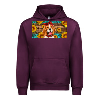 Mauve Wine beagle with sunflowers license plate Urban Hoodie - Artiststas
