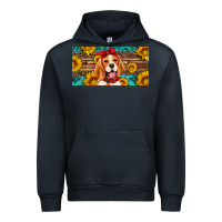 Navy beagle with sunflowers license plate Urban Hoodie - Artiststas