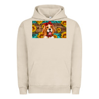 Pigment French Oak beagle with sunflowers license plate Urban Hoodie - Artiststas