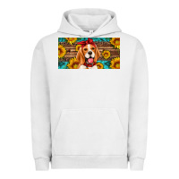 Pigment Lunar Rock beagle with sunflowers license plate Urban Hoodie - Artiststas
