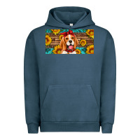 Pigment Midnight Navy beagle with sunflowers license plate Urban Hoodie - Artiststas