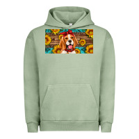 Pigment Oil Green beagle with sunflowers license plate Urban Hoodie - Artiststas