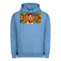 Pigment Pebble Blue beagle with sunflowers license plate Urban Hoodie - Artiststas