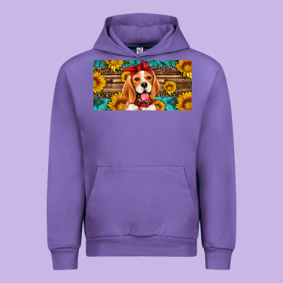 Beagle With Sunflowers License Plate Urban Hoodie Designed By Artiststas