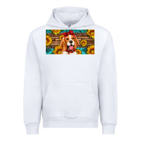 White beagle with sunflowers license plate Urban Hoodie - Artiststas