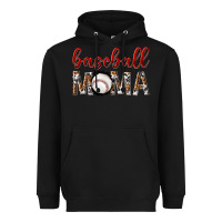 Black baseball mama with leopard Heavyweight Hoodie - texasbilliewilder