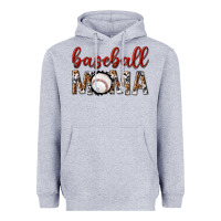Heather Grey baseball mama with leopard Heavyweight Hoodie - texasbilliewilder