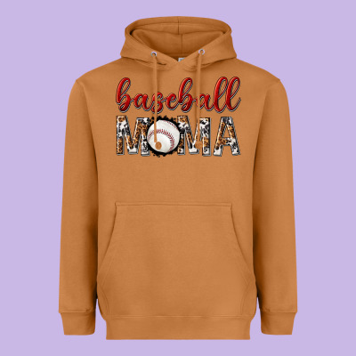 Heavyweight Hoodie baseball mama with leopard