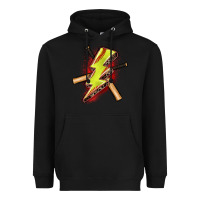 Black softball lightning bolt Heavyweight Hoodie - Zillion Design Studio