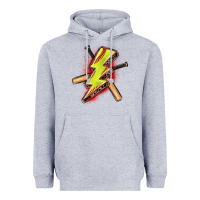 Heather Grey softball lightning bolt Heavyweight Hoodie - Zillion Design Studio