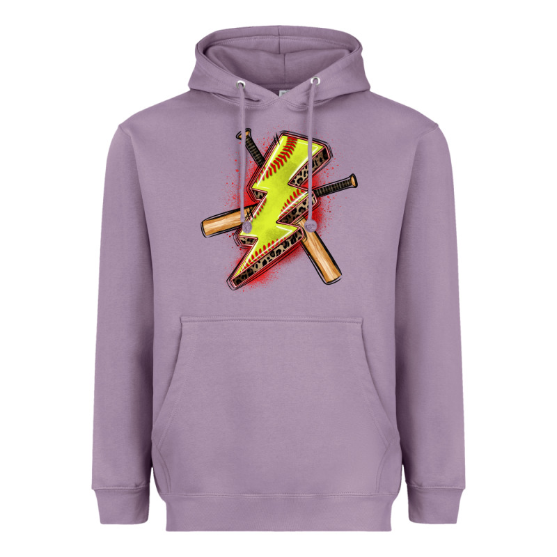 Softball Lightning Bolt Heavyweight Hoodie by Zillion Design Studio | Teevron
