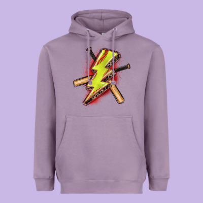 Softball Lightning Bolt Heavyweight Hoodie Designed By Zillion Design Studio
