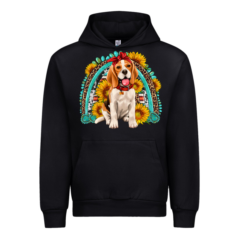 Beagle Turquoise And Sunflowers Rainbow Urban Hoodie by Artiststas | Teevron