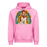 Fuchsia Pink beagle turquoise and sunflowers rainbow Urban Hoodie - Artiststas