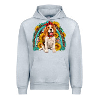 Heather Grey beagle turquoise and sunflowers rainbow Urban Hoodie - Artiststas