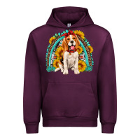 Mauve Wine beagle turquoise and sunflowers rainbow Urban Hoodie - Artiststas