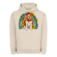 Pigment French Oak beagle turquoise and sunflowers rainbow Urban Hoodie - Artiststas