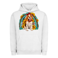 Pigment Lunar Rock beagle turquoise and sunflowers rainbow Urban Hoodie - Artiststas