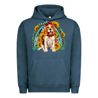 Pigment Midnight Navy beagle turquoise and sunflowers rainbow Urban Hoodie - Artiststas