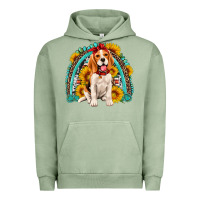 Pigment Oil Green beagle turquoise and sunflowers rainbow Urban Hoodie - Artiststas