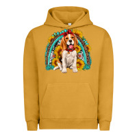 Pigment Peanut Butter beagle turquoise and sunflowers rainbow Urban Hoodie - Artiststas