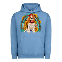 Pigment Pebble Blue beagle turquoise and sunflowers rainbow Urban Hoodie - Artiststas