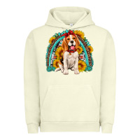 Pigment Pistachio beagle turquoise and sunflowers rainbow Urban Hoodie - Artiststas