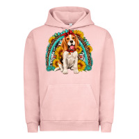 Pigment Salmon beagle turquoise and sunflowers rainbow Urban Hoodie - Artiststas