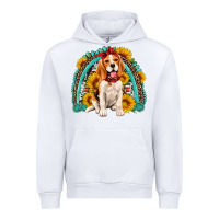 White beagle turquoise and sunflowers rainbow Urban Hoodie - Artiststas