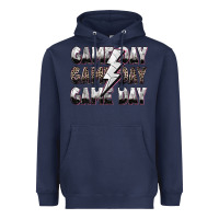 Navy game day game day volleyball lightning bolt Heavyweight Hoodie - Zillion Design Studio