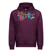 Mauve Wine valentines day love and boots Urban Hoodie - AdoDesignShop