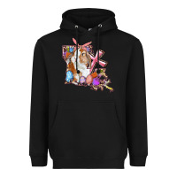 Black Louisiana Map Easter Bunny And Cross Heavyweight Hoodie - RanaPortraitStore