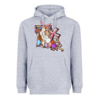 Heather Grey Louisiana Map Easter Bunny And Cross Heavyweight Hoodie - RanaPortraitStore