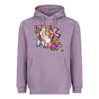 Lavender Louisiana Map Easter Bunny And Cross Heavyweight Hoodie - RanaPortraitStore