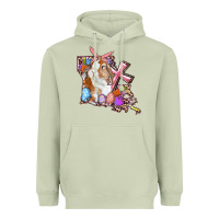 Matcha Louisiana Map Easter Bunny And Cross Heavyweight Hoodie - RanaPortraitStore