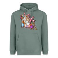 Sage Louisiana Map Easter Bunny And Cross Heavyweight Hoodie - RanaPortraitStore