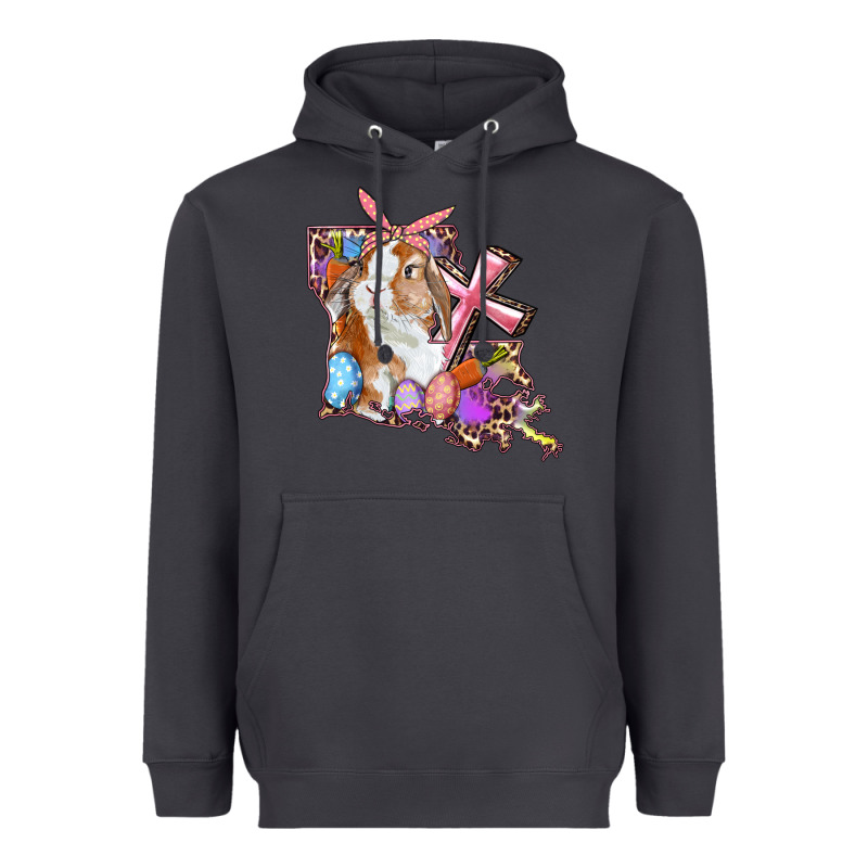 Louisiana Map Easter Bunny And Cross Heavyweight Hoodie by RanaPortraitStore | Teevron