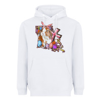 White Louisiana Map Easter Bunny And Cross Heavyweight Hoodie - RanaPortraitStore