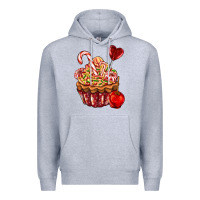 Heather Grey Christmas candy cupcake Premium Hoodie - AdoDesignShop