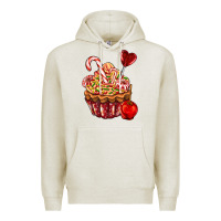 Oatmeal Heather Christmas candy cupcake Premium Hoodie - AdoDesignShop