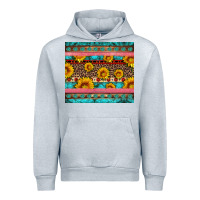 Heather Grey western sunflowers turquoise Urban Hoodie - Artiststas