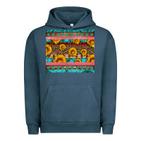 Pigment Midnight Navy western sunflowers turquoise Urban Hoodie - Artiststas